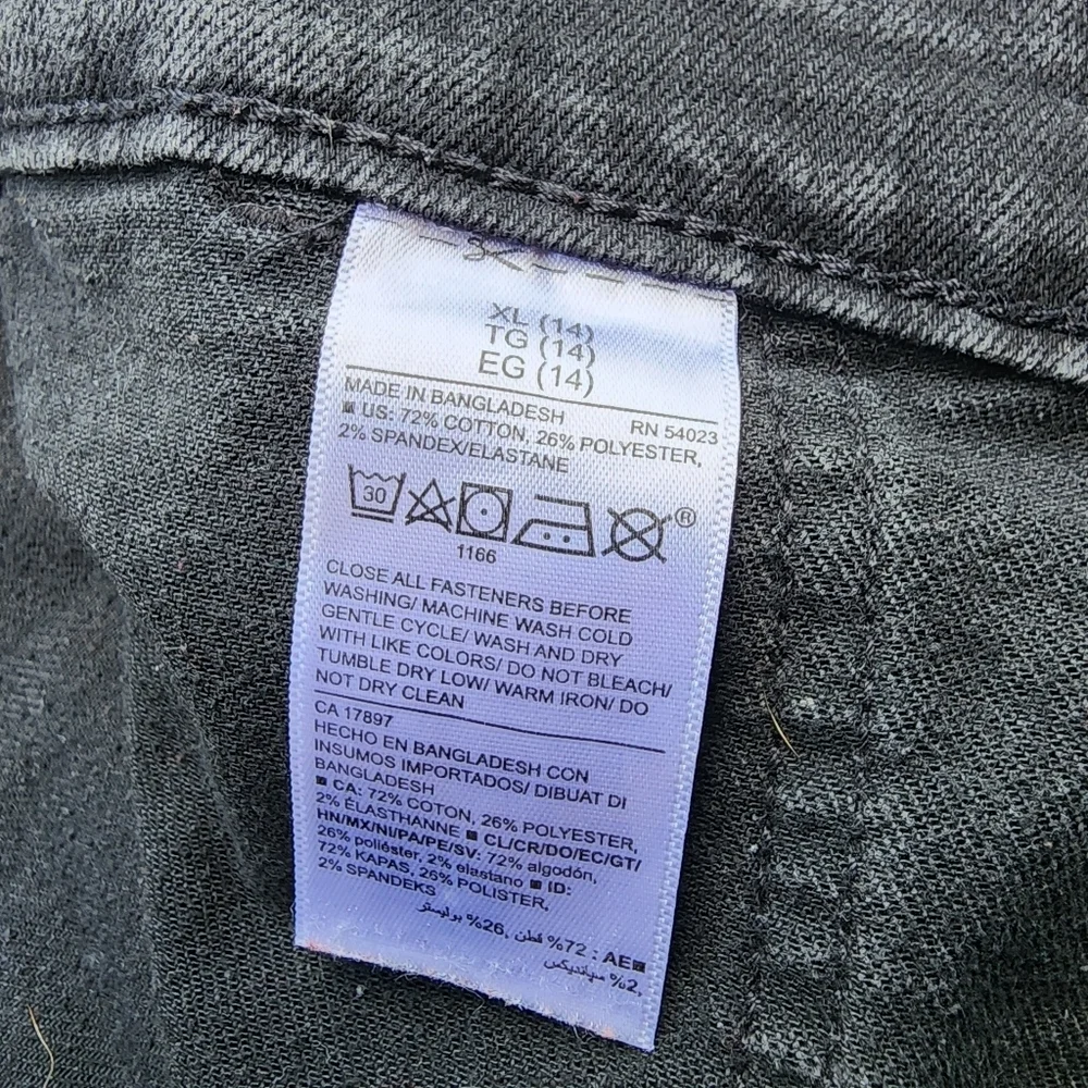 Old Navy Girl's Button Front Denim Jean Skirt Black Med Wash Sz XL (14)